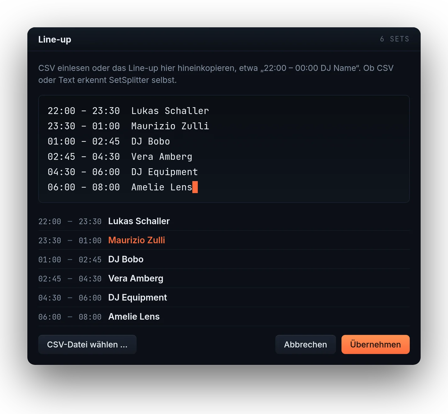 2 · Line-up reinkopieren